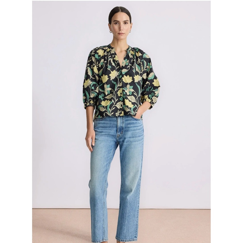 Apiece Apart Floral Cotton Blouse Size XL Boho Botanical Modern